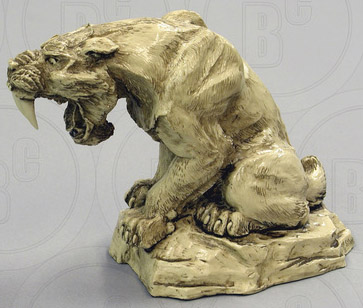 Sabertooth Cat Sculpture, Ivory (faux) Finish